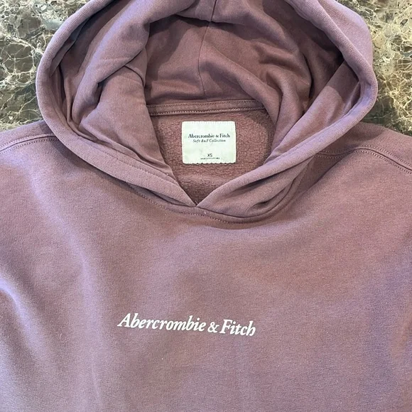 Abercrombie & Fitch Mauve Soft Fleece Oversized Cropped Logo Hoodie size XS - Picture 5 of 8